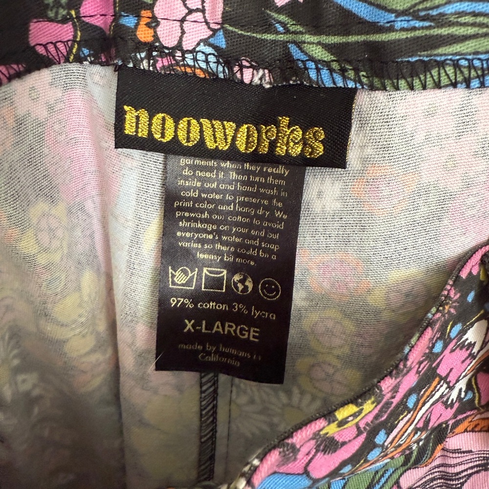 Nooworks Black Floral & Mushroom Print Pants - Picture 2 of 2